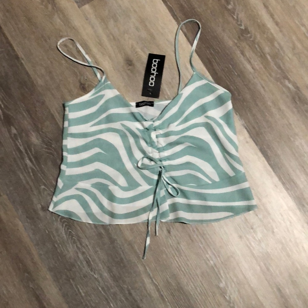 boohoo woven Tonal Zebra Ruched Cami Top